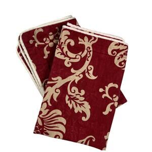 CHAPS HOME French Riviera Standard Shams Pair Damask Red Floral Beige Cotton